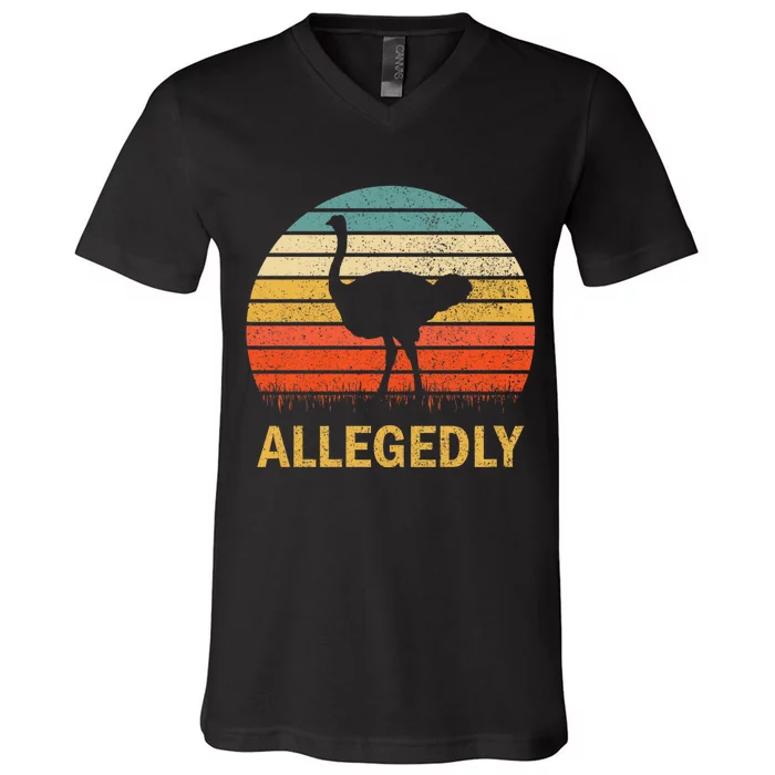 Vintage Allegedly Ostrich Retro Ostrich Lover Gift V-Neck T-Shirt