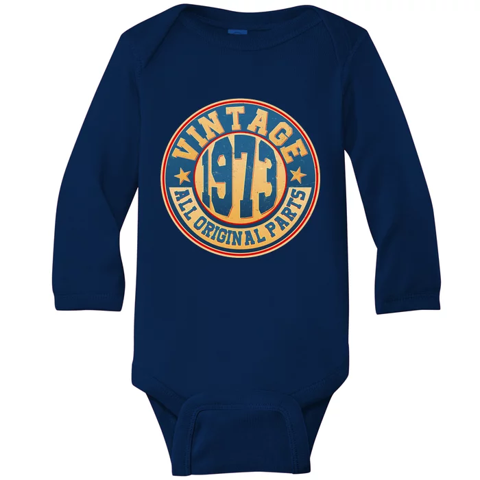 Vintage All Original Parts Emblem Shield 1973 50th Birthday Baby Long Sleeve Bodysuit