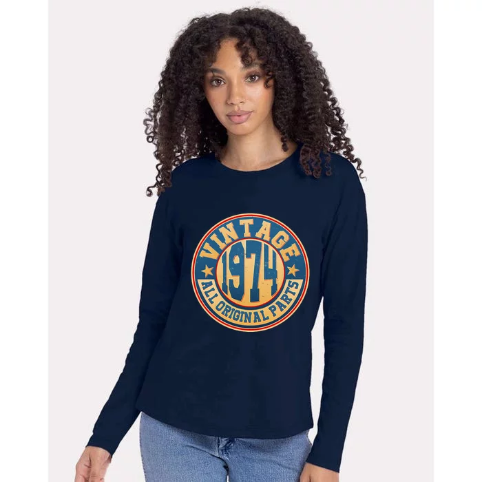 Vintage All Original Parts Emblem Shield 1974 50th Birthday Womens Cotton Relaxed Long Sleeve T-Shirt