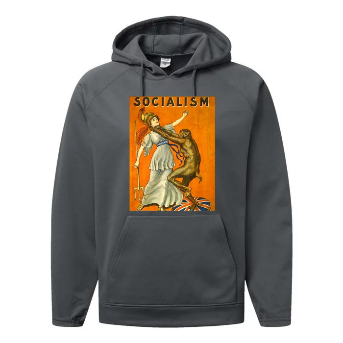 Vintage AntiSocialism Print Performance Fleece Hoodie