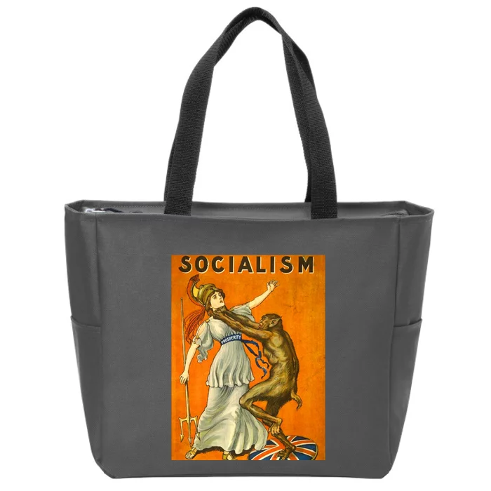 Vintage AntiSocialism Print Zip Tote Bag