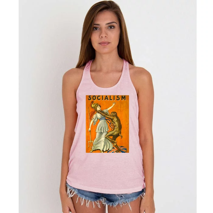 Vintage AntiSocialism Print Women's Knotted Racerback Tank