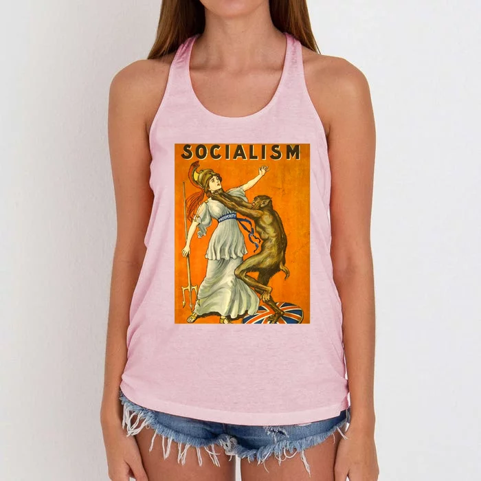 Vintage AntiSocialism Print Women's Knotted Racerback Tank