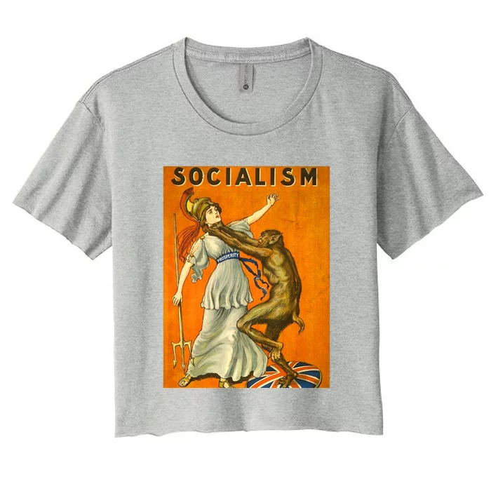 Vintage AntiSocialism Print Women's Crop Top Tee