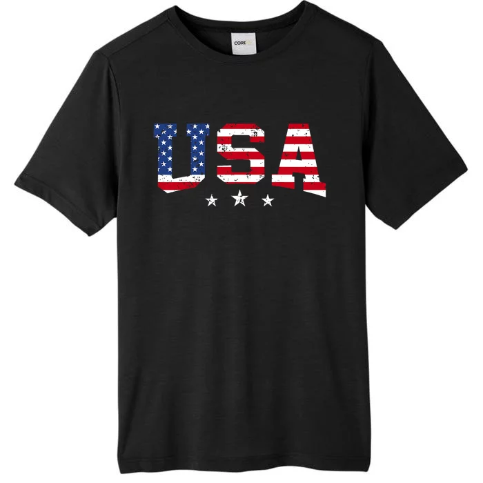 Vintage American Patriotic Us America 4th Of July Usa Flag ChromaSoft Performance T-Shirt