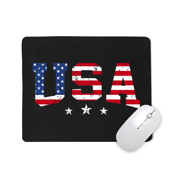 Vintage American Patriotic Us America 4th Of July Usa Flag Mousepad