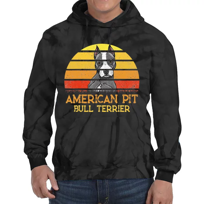 vintage American Pit Bull Terrier Dog Lovers Sunset Tie Dye Hoodie