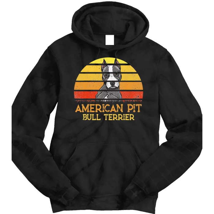 vintage American Pit Bull Terrier Dog Lovers Sunset Tie Dye Hoodie