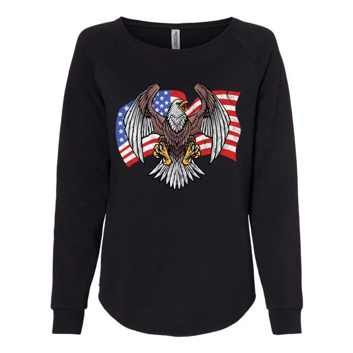 Vintage American Patriotic Eagle Womens California Wash Sweatshirt