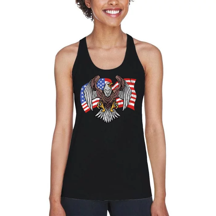 Vintage American Patriotic Eagle Women's Racerback Tank