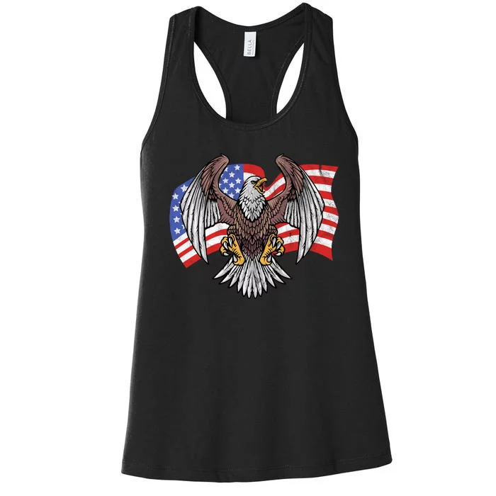 Vintage American Patriotic Eagle Women's Racerback Tank