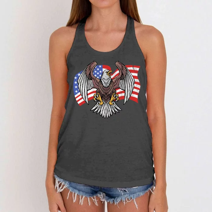 Vintage American Patriotic Eagle Women's Knotted Racerback Tank