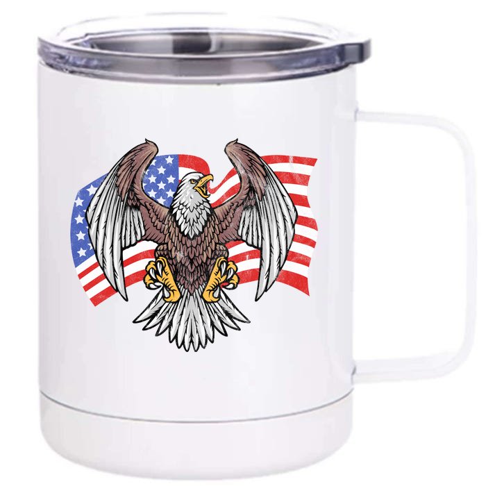 Vintage American Patriotic Eagle Front & Back 12oz Stainless Steel Tumbler Cup