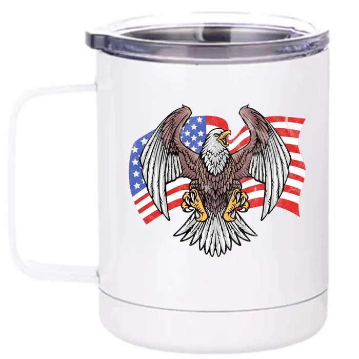 Vintage American Patriotic Eagle Front & Back 12oz Stainless Steel Tumbler Cup