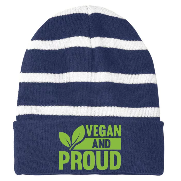 Vegan And Proud Vegans Veganism Vegetarian Striped Beanie with Solid Band