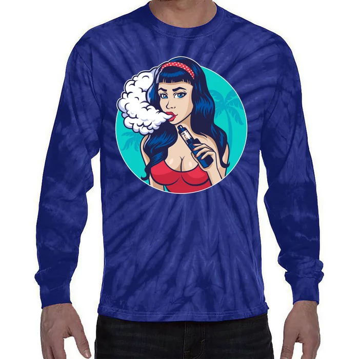 Vaping Cloud Vape Lady Tie-Dye Long Sleeve Shirt