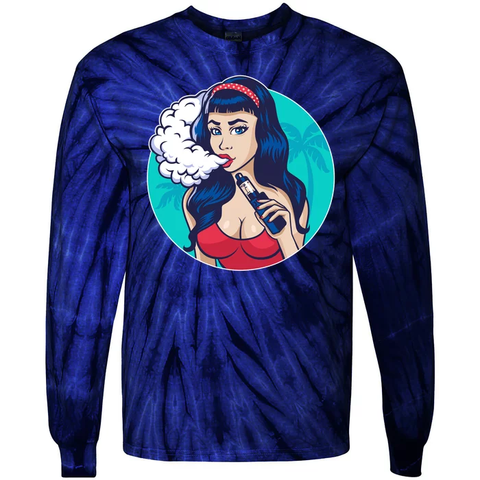 Vaping Cloud Vape Lady Tie-Dye Long Sleeve Shirt