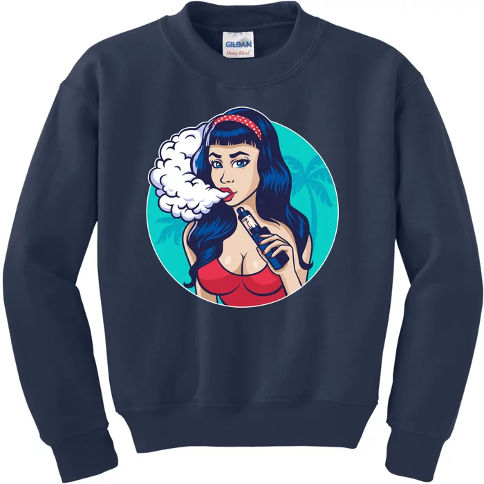 Vaping Cloud Vape Lady Kids Sweatshirt