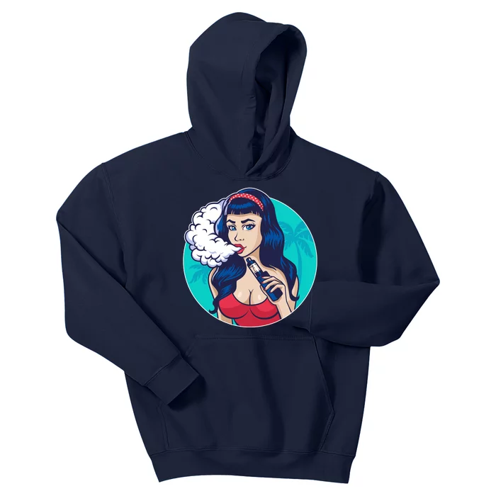 Vaping Cloud Vape Lady Kids Hoodie