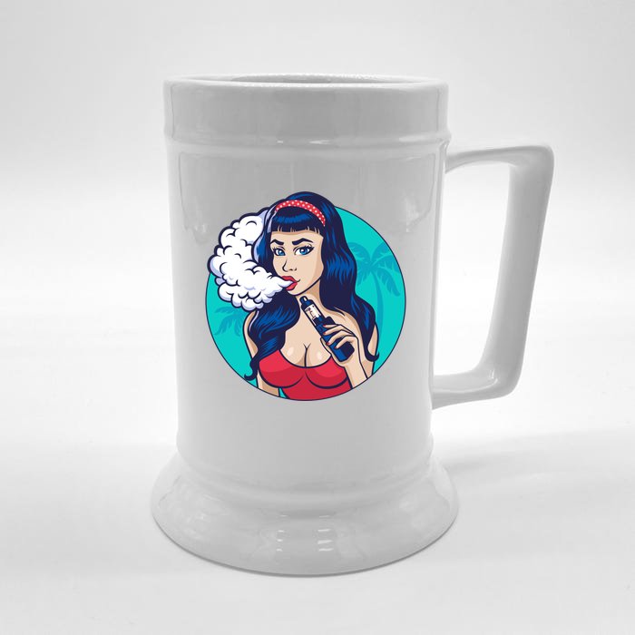 Vaping Cloud Vape Lady Front & Back Beer Stein