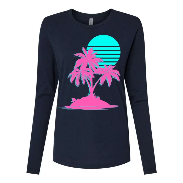 Vapor Wave Beach Womens Cotton Relaxed Long Sleeve T-Shirt