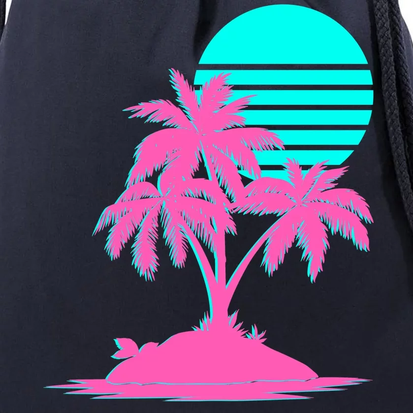 Vapor Wave Beach Drawstring Bag