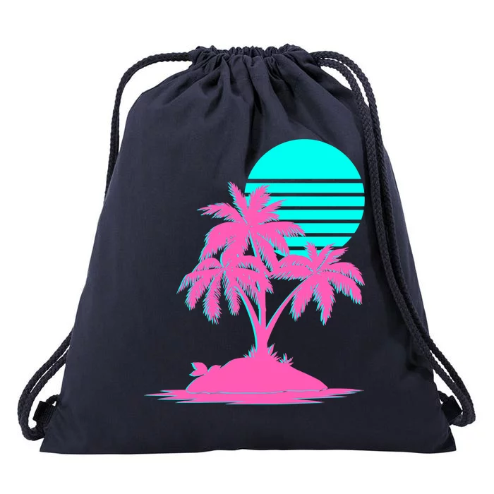 Vapor Wave Beach Drawstring Bag