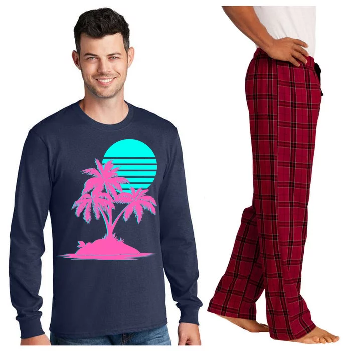 Vapor Wave Beach Long Sleeve Pajama Set