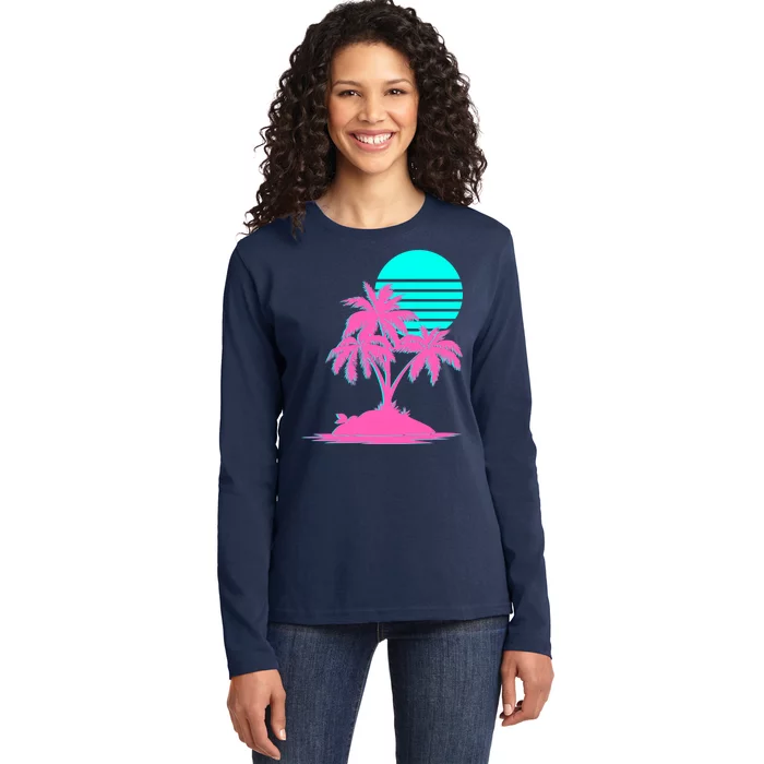 Vapor Wave Beach Ladies Long Sleeve Shirt