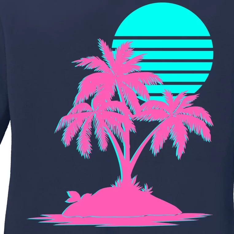 Vapor Wave Beach Ladies Long Sleeve Shirt