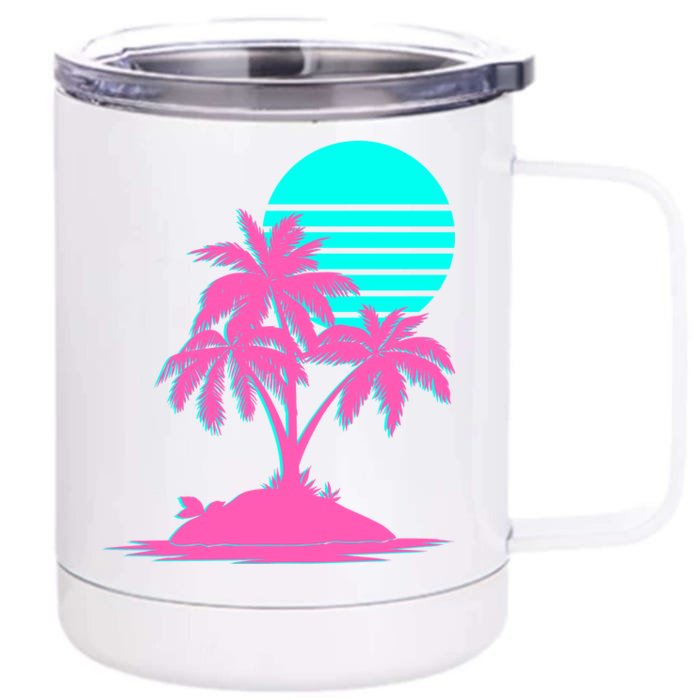 Vapor Wave Beach Front & Back 12oz Stainless Steel Tumbler Cup