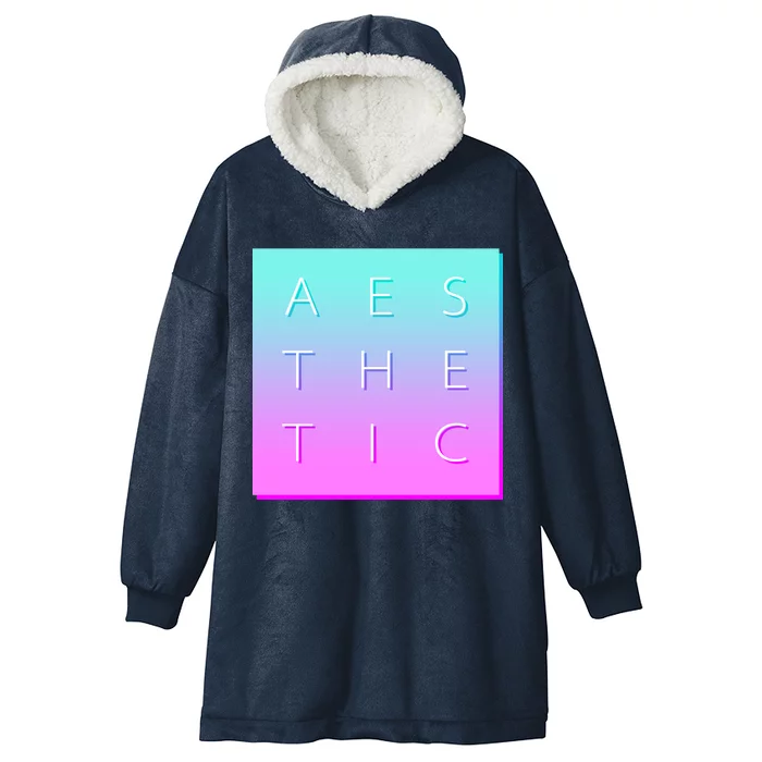 Vaporware Aesthetic Square Hooded Wearable Blanket