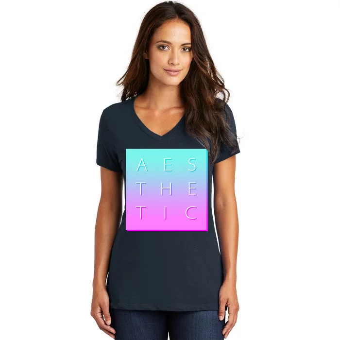 Vaporware Aesthetic Square Women's V-Neck T-Shirt