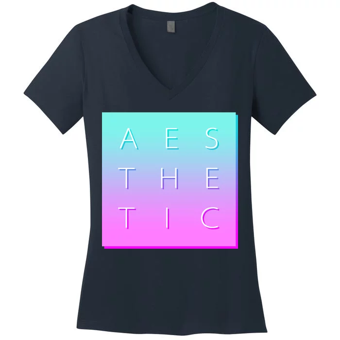 Vaporware Aesthetic Square Women's V-Neck T-Shirt