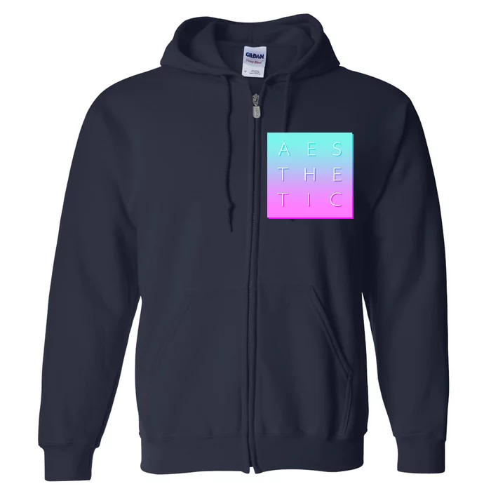 Vaporware Aesthetic Square Full Zip Hoodie