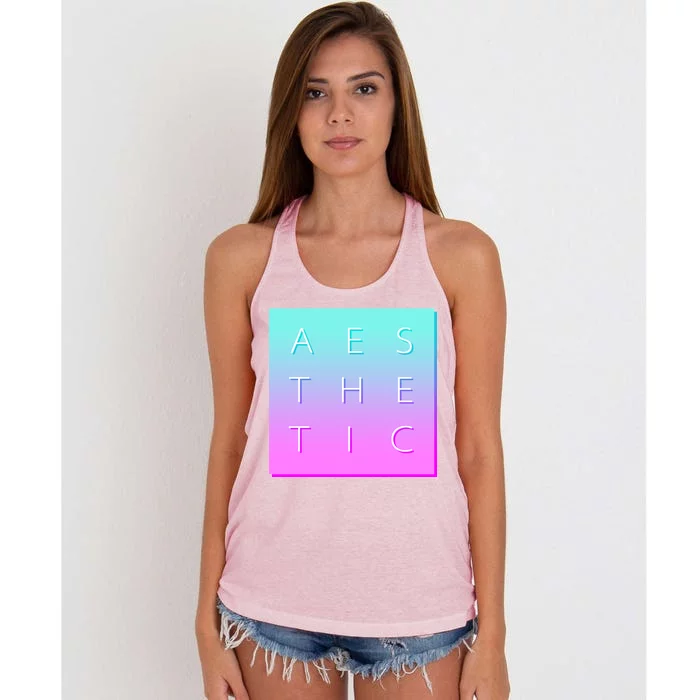 Vaporware Aesthetic Square Women's Knotted Racerback Tank