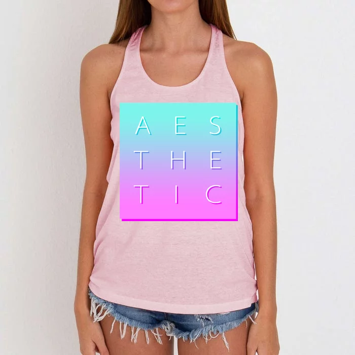 Vaporware Aesthetic Square Women's Knotted Racerback Tank