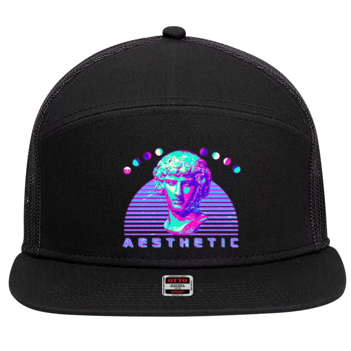 Vaporwave Aesthetic 7 Panel Mesh Trucker Snapback Hat