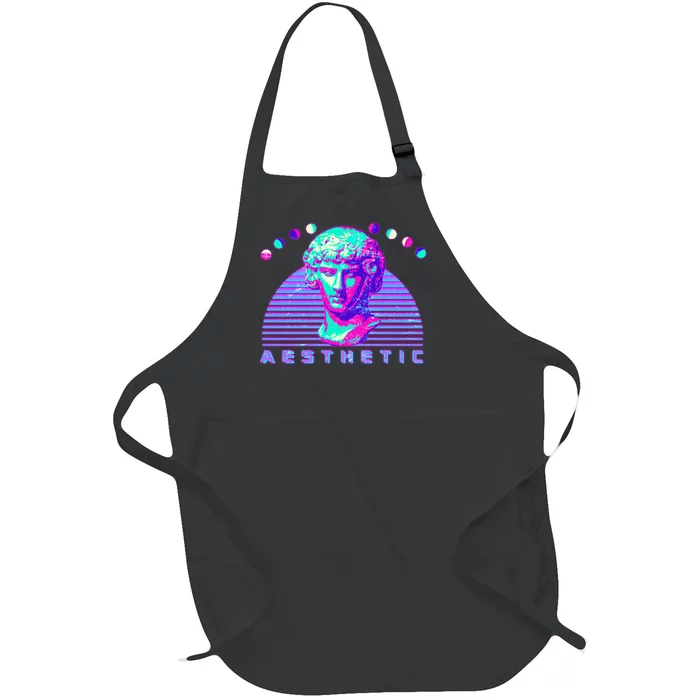 Vaporwave Aesthetic Full-Length Apron With Pocket