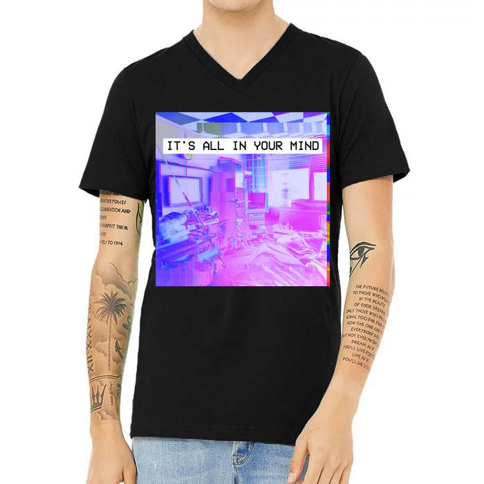 Vaporwave Room It's All In Your Mind V-Neck T-Shirt