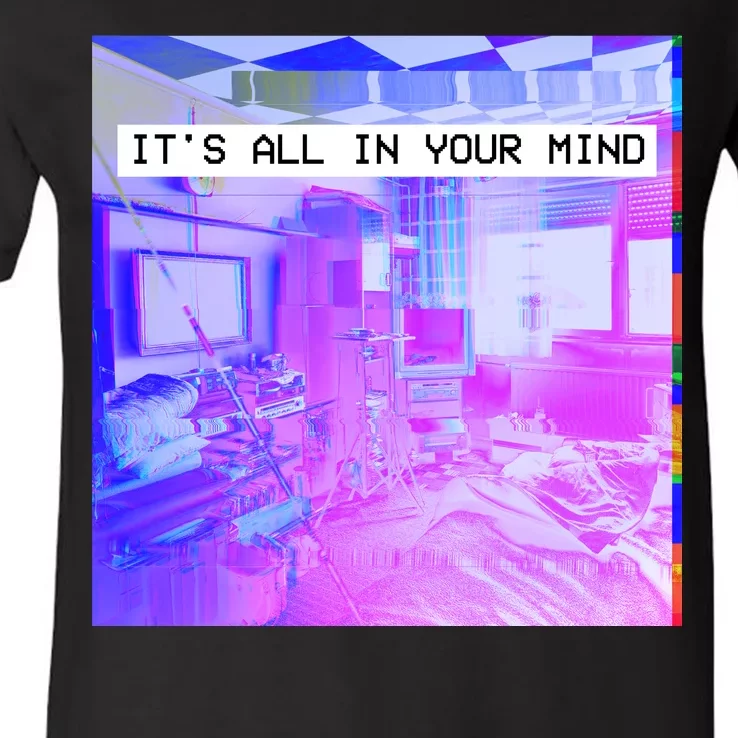 Vaporwave Room It's All In Your Mind V-Neck T-Shirt