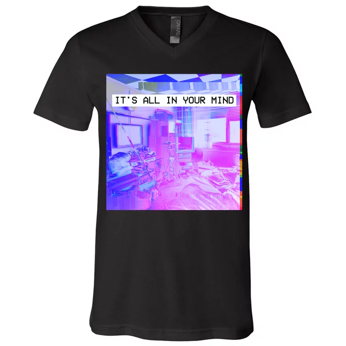 Vaporwave Room It's All In Your Mind V-Neck T-Shirt