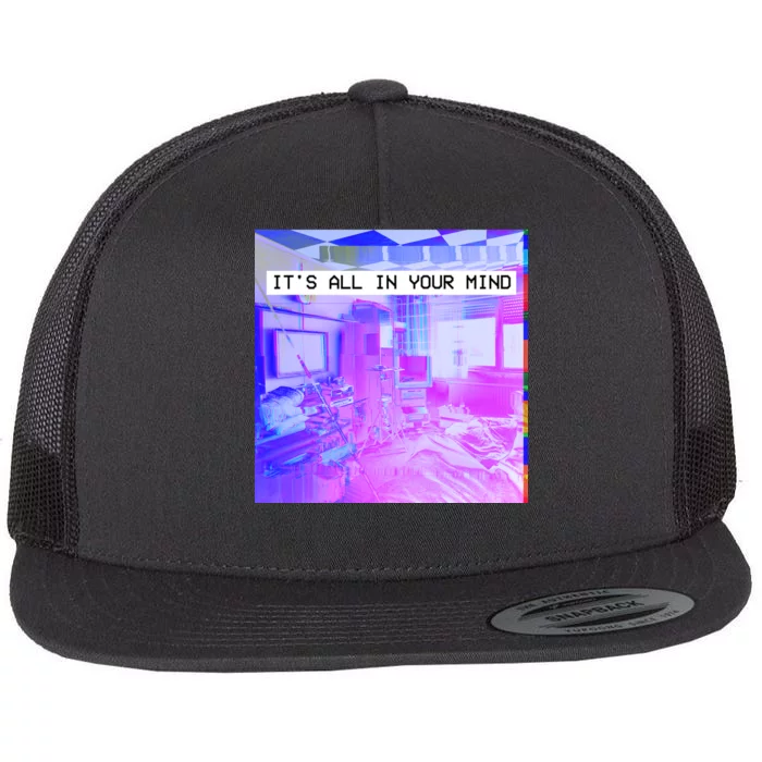 Vaporwave Room It's All In Your Mind Flat Bill Trucker Hat