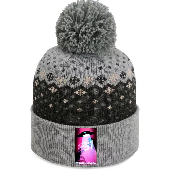 Vaporwave Storm Area 51 UFO The Baniff Cuffed Pom Beanie