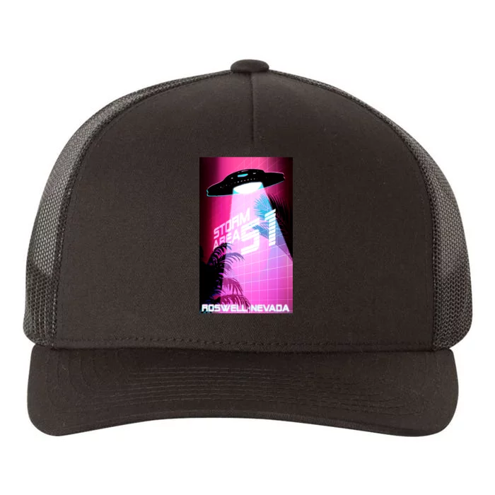 Vaporwave Storm Area 51 UFO Yupoong Adult 5-Panel Trucker Hat