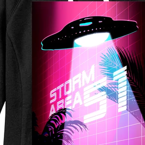 Vaporwave Storm Area 51 UFO Women's Fleece Hoodie