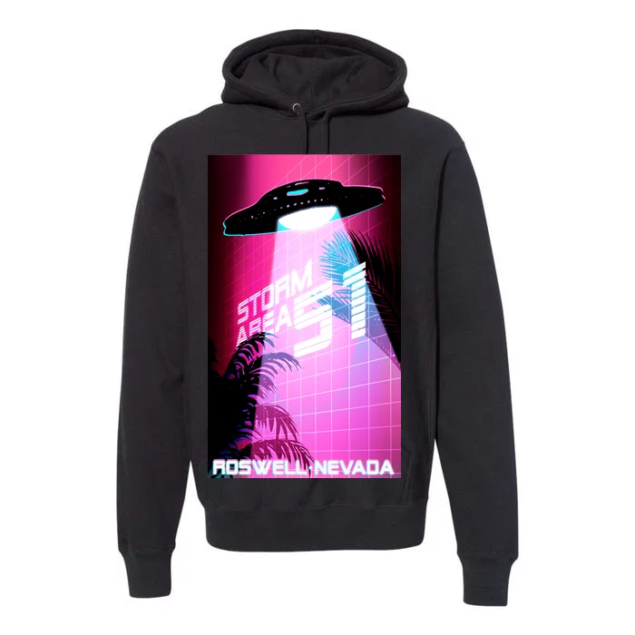 Vaporwave Storm Area 51 UFO Premium Hoodie