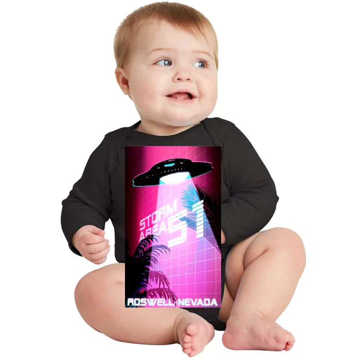 Vaporwave Storm Area 51 UFO Baby Long Sleeve Bodysuit