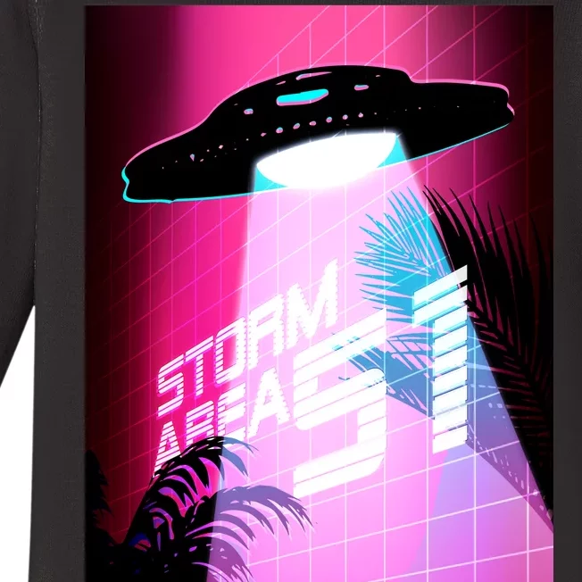 Vaporwave Storm Area 51 UFO Baby Long Sleeve Bodysuit