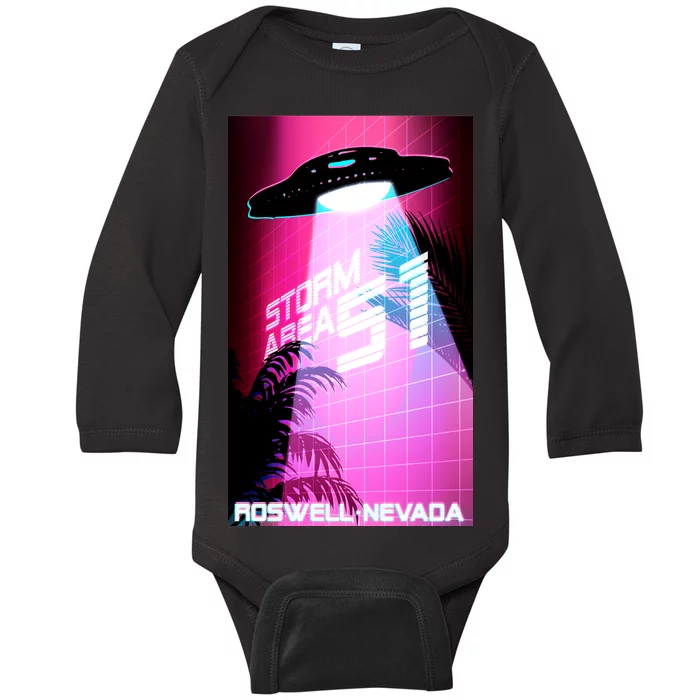 Vaporwave Storm Area 51 UFO Baby Long Sleeve Bodysuit